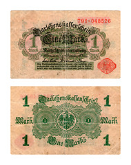 Image showing Reichsbanknote, one mark, German Empire, 1919