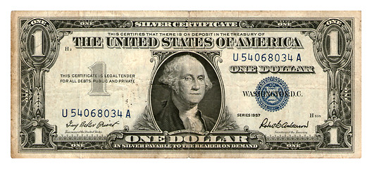 Image showing silver certificate, dollar, USA, 1957