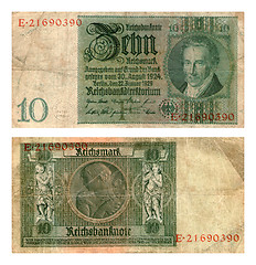 Image showing Reichsbanknote, ten marks, Germany, 1929