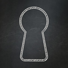 Image showing Information concept: Keyhole icon on Black chalkboard background