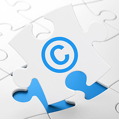 Image showing Law concept: Copyright on puzzle background