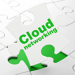 Image showing Cloud technology concept: Cloud Networking on puzzle background