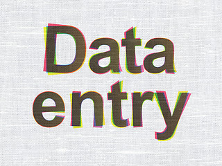 Image showing Information concept: Data Entry on fabric texture background