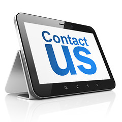 Image showing Advertising concept: Contact Us on tablet pc computer