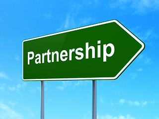 Image showing Business concept: Partnership on road sign background