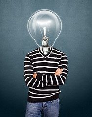 Image showing Lamp Head Man In Striped Pullover