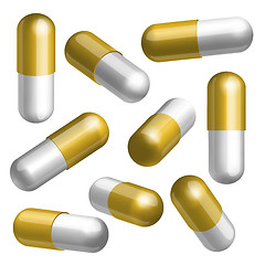 Image showing Set of medical capsules in different positions