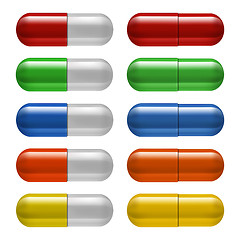 Image showing Medical pills set, different colors