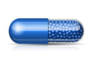 Image showing Medical blue capsule with granules