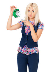 Image showing Girl with alarm clock