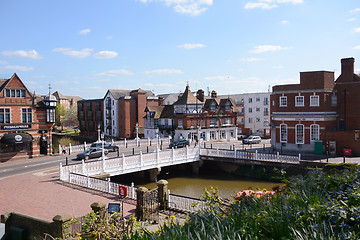 Image showing The Medway flows beneath Tonbridge High Street in Kent, England