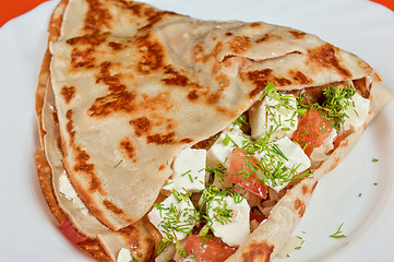 Image showing pancakes with cheese and vegetables