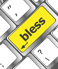 Image showing bless text on computer keyboard key - business concept