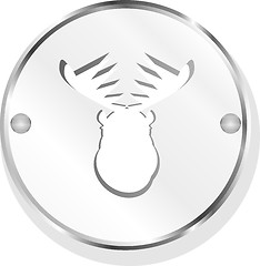 Image showing Deer head on web icon button isolated on white