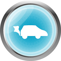 Image showing Car icon on the round web button isolated on white