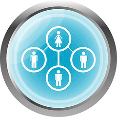 Image showing icon button with network of woman inside, isolated on white