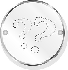Image showing Stylish button with question mark, isolated on white