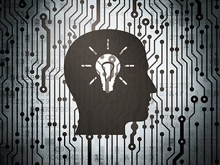 Image showing Finance concept: circuit board with Head With Light Bulb