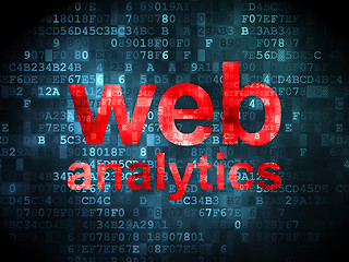 Image showing SEO web design concept: Web Analytics on digital background