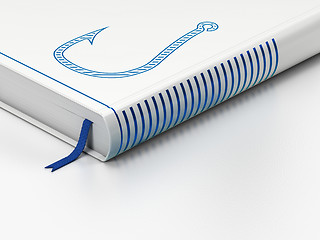 Image showing Privacy concept: closed book, Fishing Hook on white background