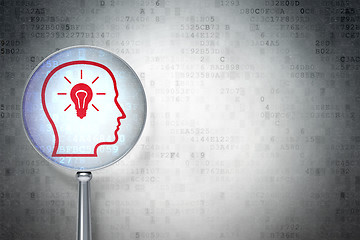 Image showing Finance concept:  Head With Lightbulb with optical glass