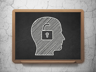 Image showing Business concept: Head With Padlock on chalkboard background