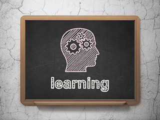 Image showing Education concept: Head With Gears and Learning on chalkboard