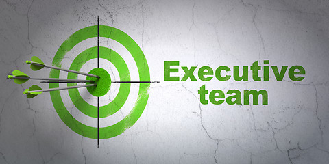 Image showing Business concept: target and Executive Team on wall background