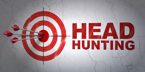 Image showing Finance concept: target and Head Hunting on wall background