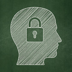 Image showing Business concept: Head With Padlock on chalkboard background