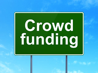 Image showing Business concept: Crowd Funding on road sign background