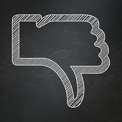 Image showing Social network concept: Thumb Down on chalkboard background