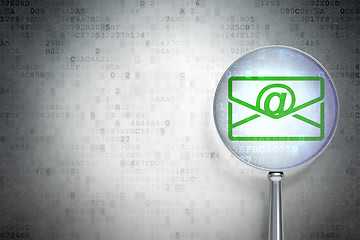 Image showing Finance concept:  Email with optical glass on digital background