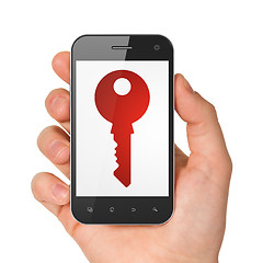 Image showing Privacy concept: Key on smartphone