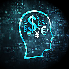 Image showing Education concept: Head With Finance Symbol on digital