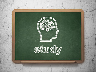 Image showing Education concept: Head With Finance Symbol and Study on chalkboard background