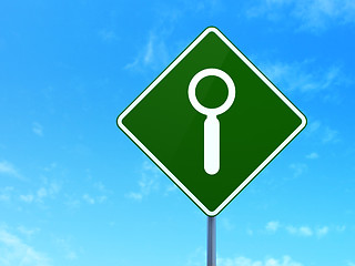 Image showing Data concept: Search on road sign background