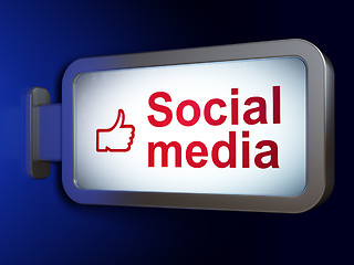 Image showing Social Media and Thumb Up on billboard