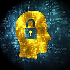 Image showing Business concept: Head With Padlock on digital background