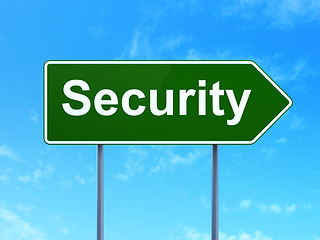 Image showing Protection concept: Security on road sign background