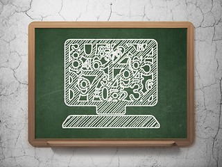 Image showing Education concept: Computer Pc on chalkboard background