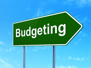 Image showing Business concept: Budgeting on road sign background