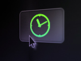 Image showing Timeline concept: Clock on digital button background