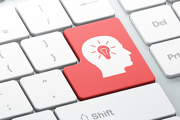 Image showing Education concept: Head With Light Bulb on keyboard background