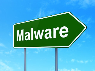 Image showing Safety concept: Malware on road sign background