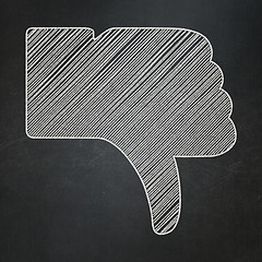 Image showing Social media concept: Thumb Down on chalkboard background