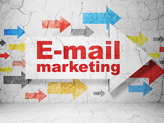 Image showing Marketing concept: arrow with E-mail Marketing on grunge wall