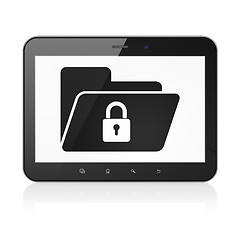 Image showing Business concept: Folder With Lock on tablet pc computer