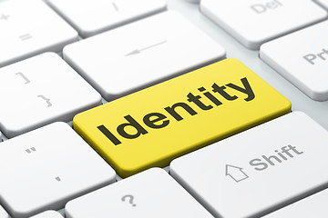 Image showing Protection concept: Identity on computer keyboard background