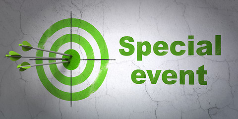 Image showing Business concept: target and Special Event on wall background